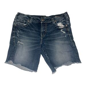 Silver Jeans Boyfriend Mid Shorts Super Stretch Womens 31 X 6 Distressed Jeans